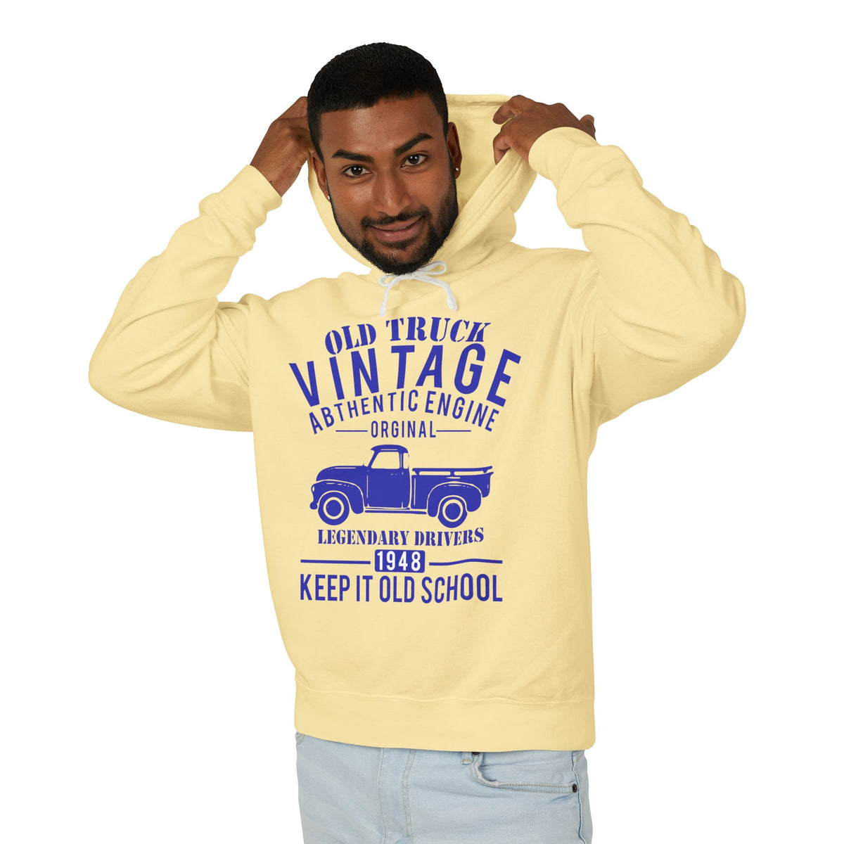 Old Truck Vintage Lightweight Hooded Sweatshirt