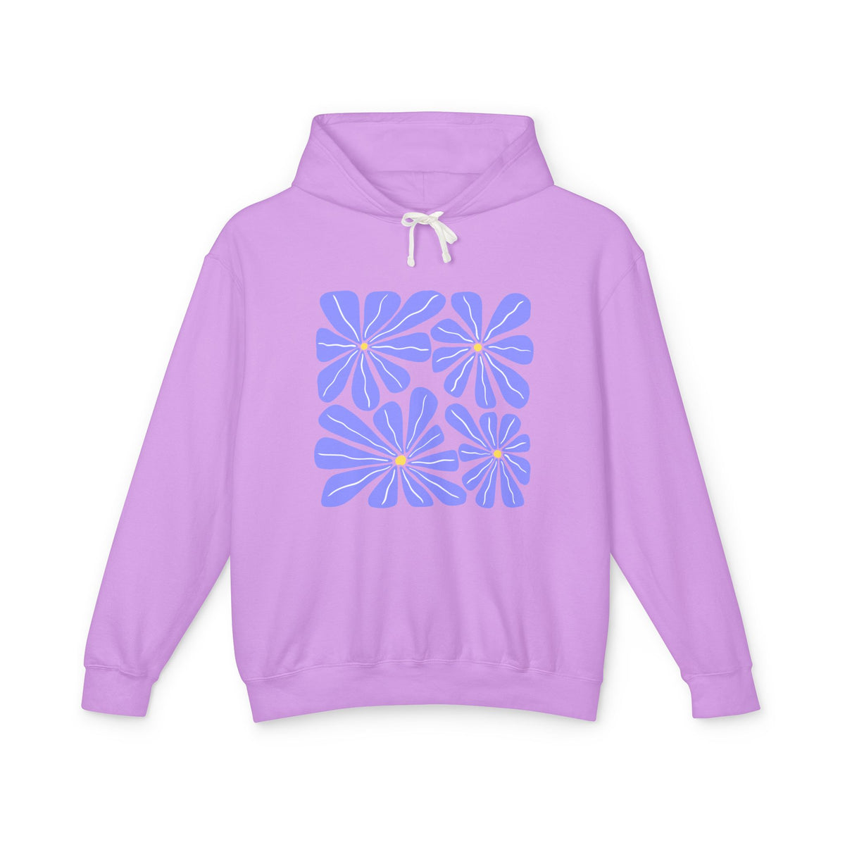 Lavender Daisy Graphic Lightweight Women's Hooded Sweatshirt