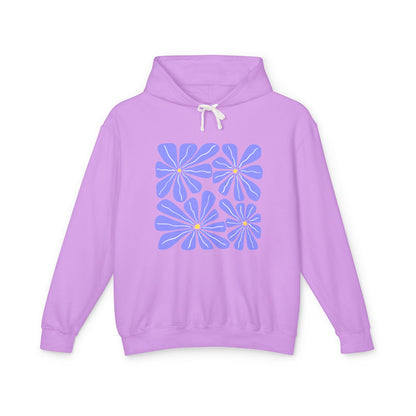 Lavender Daisy Graphic Lightweight Women's Hooded Sweatshirt
