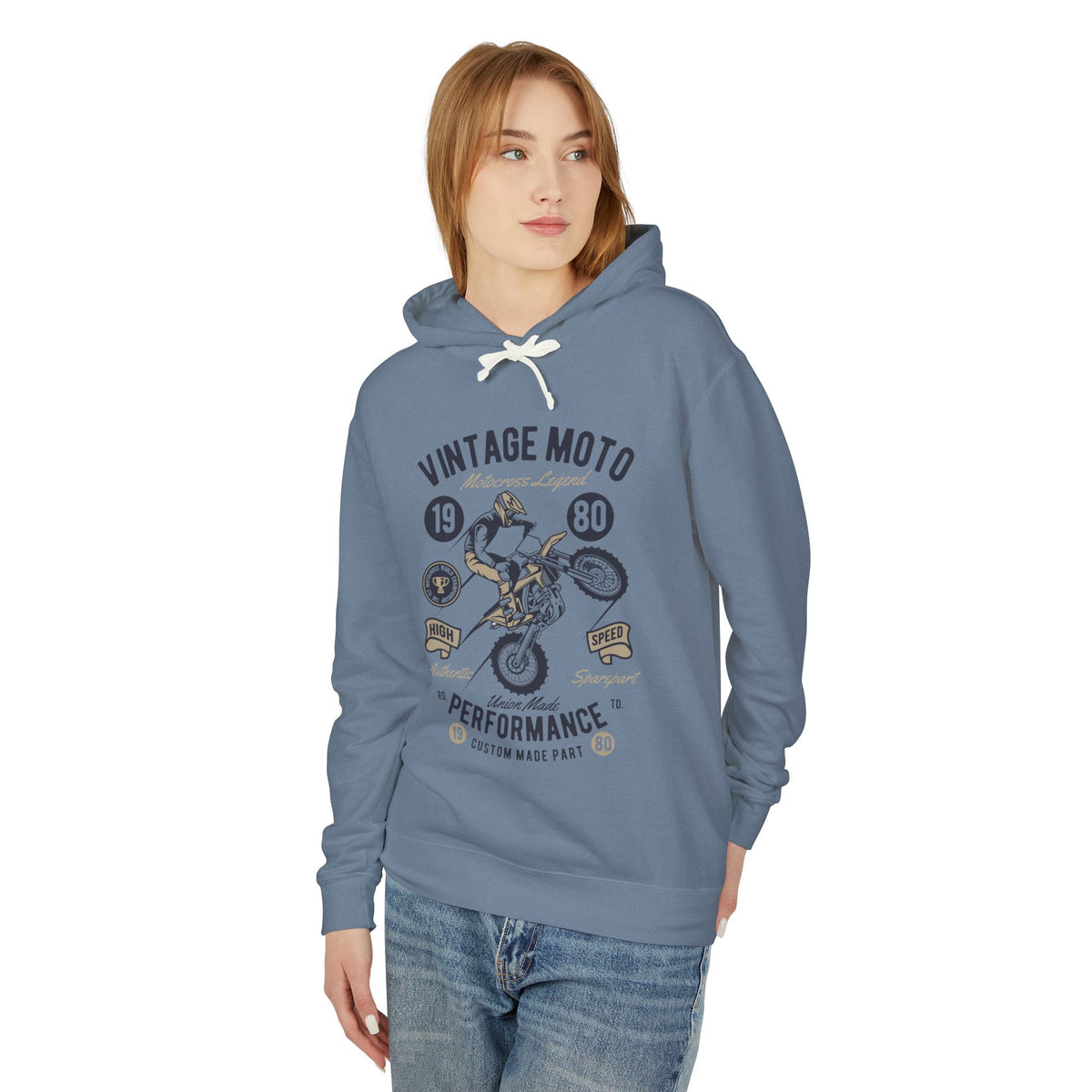 Vintage Moto Lightweight Hooded Sweatshirt