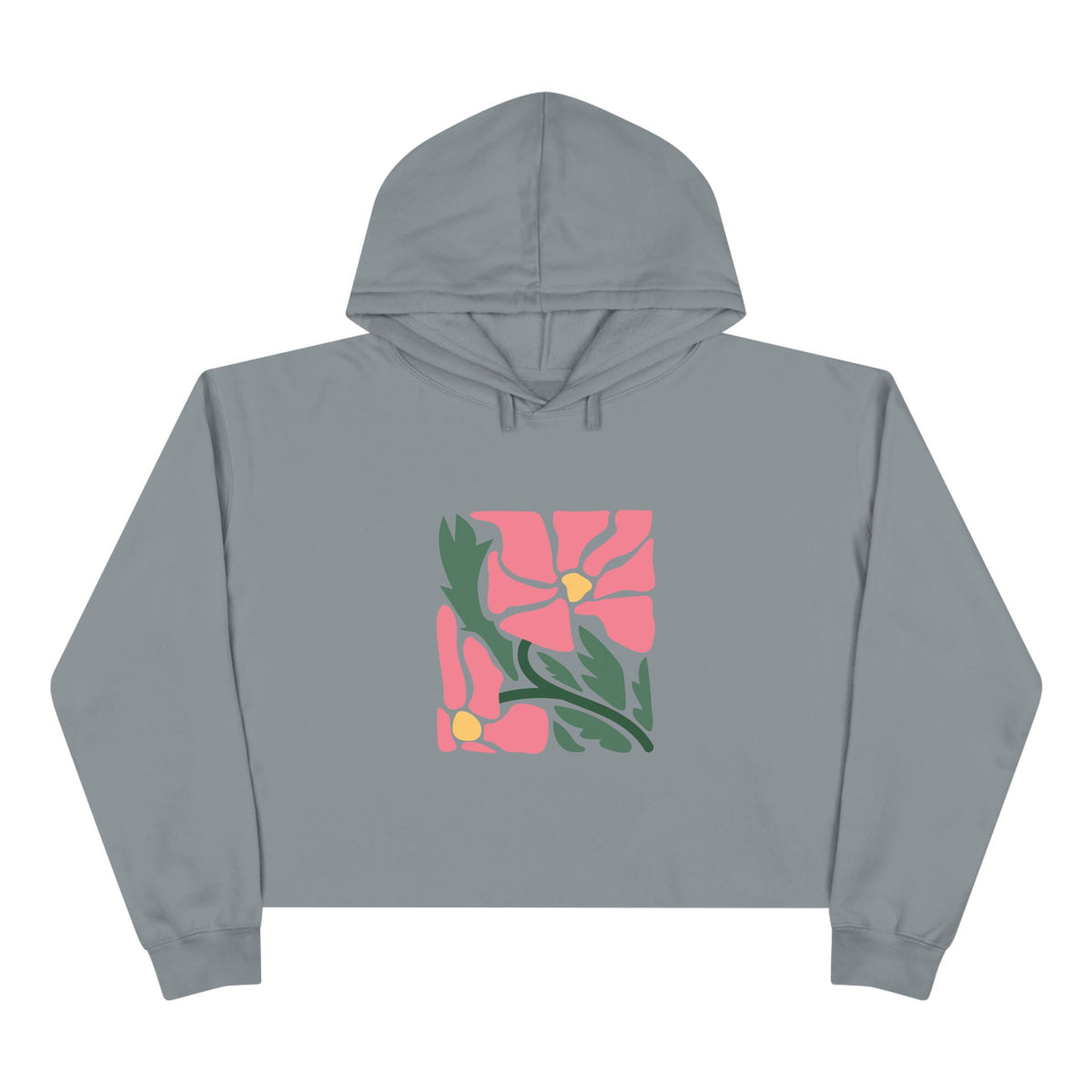 Pink Garden Graphic Crop Hoodie