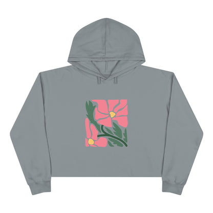 Pink Garden Graphic Crop Hoodie