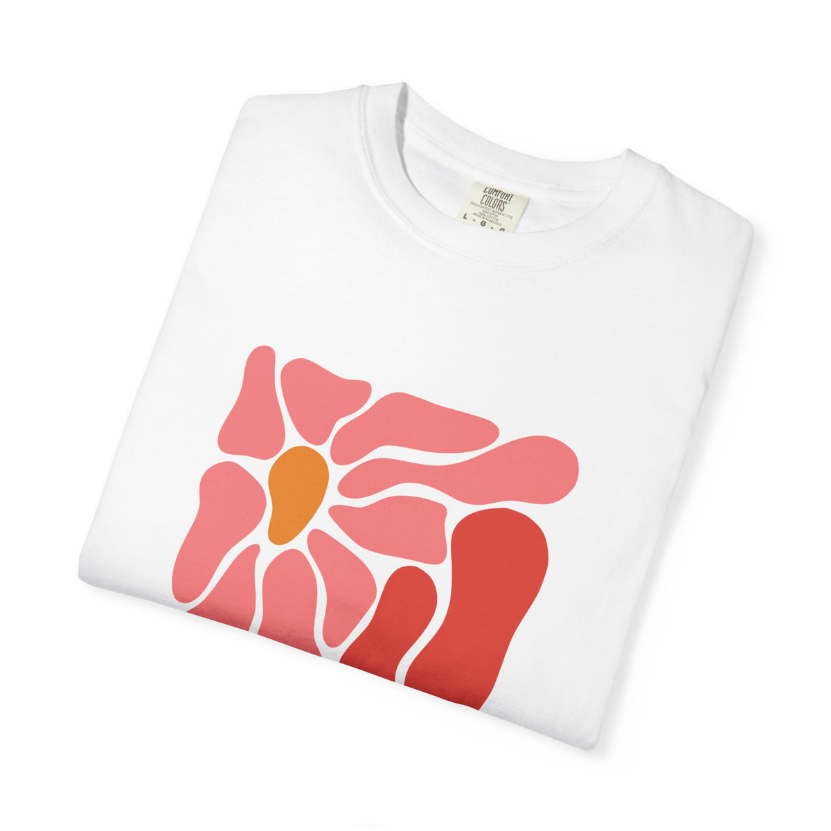 Pink Retro Flower Graphic Garment-Dyed Women's T-Shirt