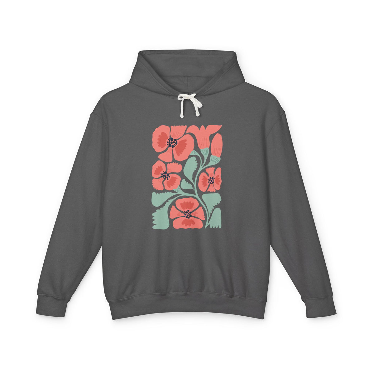 Floral Poppy Lightweight Women's Hooded Sweatshirt