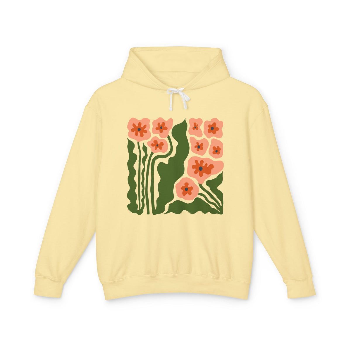 Retro Wildflower Garden Lightweight Women's Hooded Sweatshirt