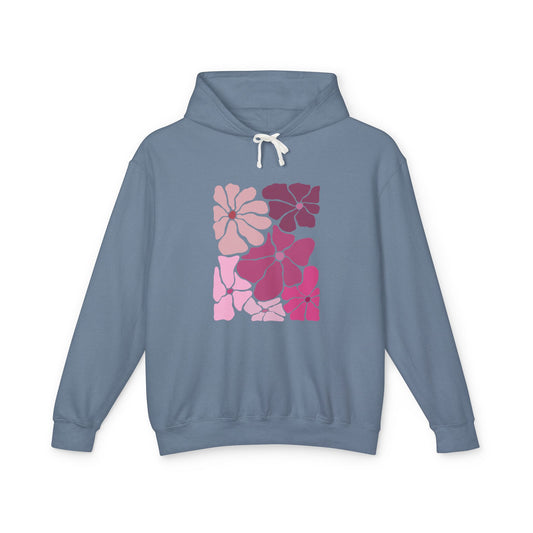 Pink Floral Lightweight Women's Hooded Sweatshirt