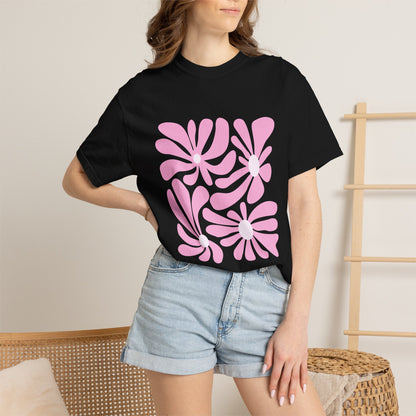 Pink Retro Floral Garment-Dyed Women's T-Shirt