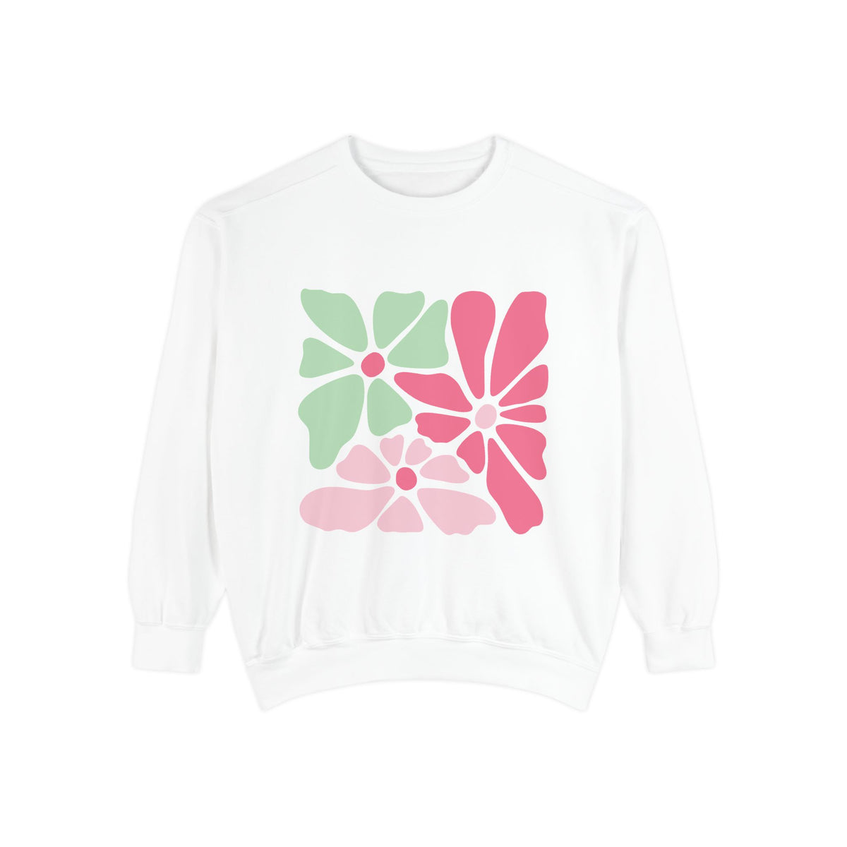 Floral Retro Block Print Garment-Dyed Women's Sweatshirt