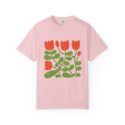 Floral Tulip Garment-Dyed Women's T-Shirt