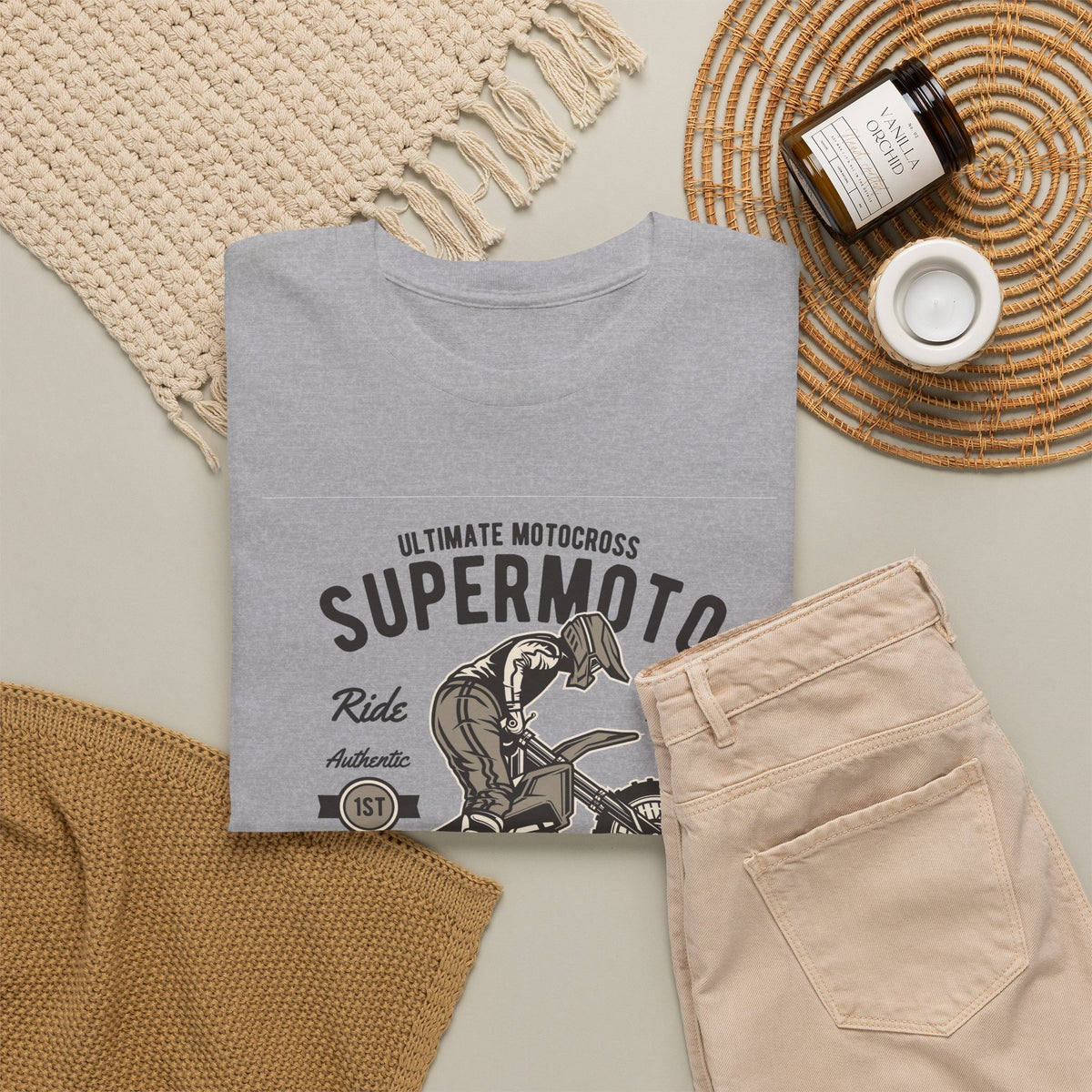 Super Moto Vintage Motorcycle Graphic T-Shirt