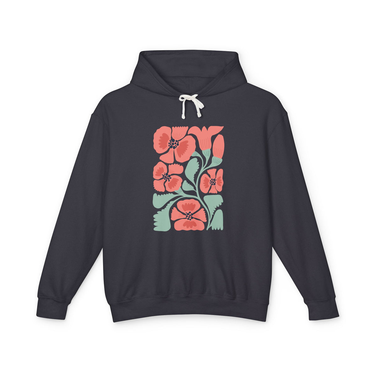 Floral Poppy Lightweight Women's Hooded Sweatshirt