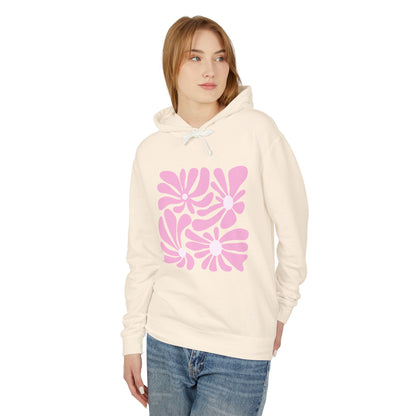 Pink Retro Floral Lightweight Women's Hooded Sweatshirt