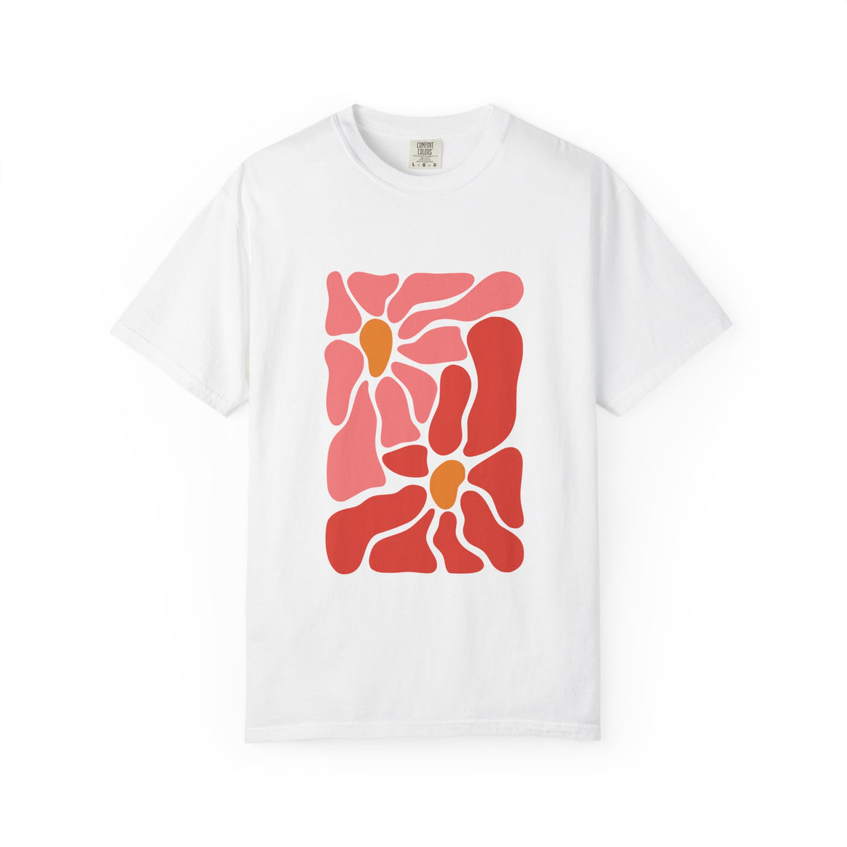 Pink Retro Flower Graphic Garment-Dyed Women's T-Shirt
