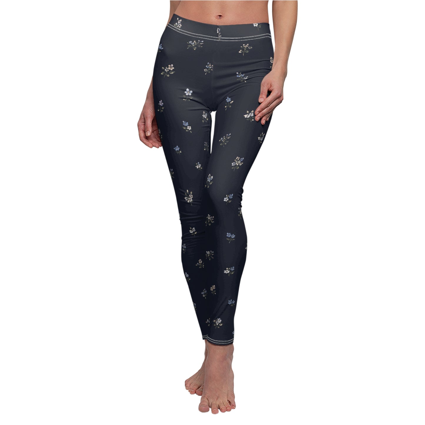Navy Floral Women's Casual Leggings