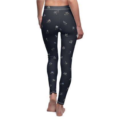 Navy Floral Women's Casual Leggings