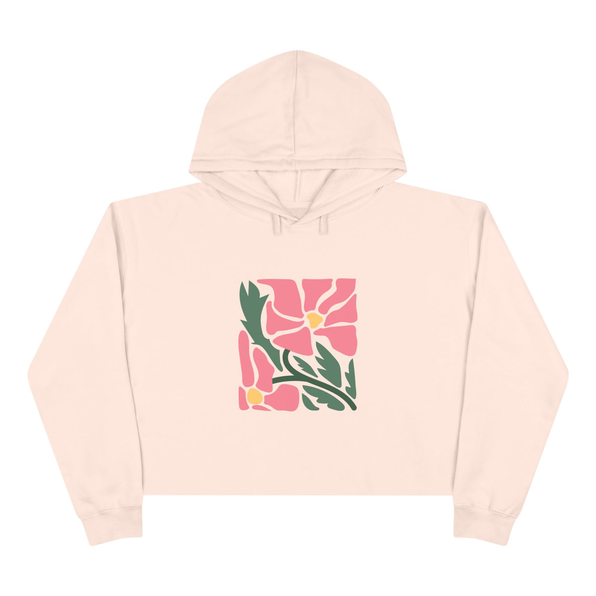 Pink Garden Graphic Crop Hoodie