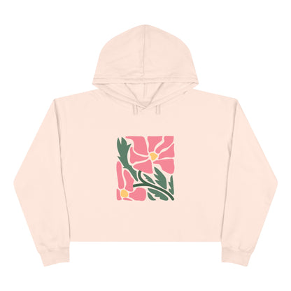Pink Garden Graphic Crop Hoodie