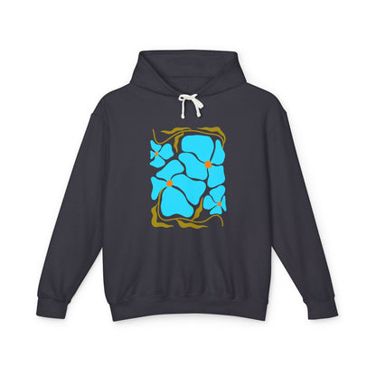 Blue Organic Pattern Lightweight Women's Hooded Sweatshirt