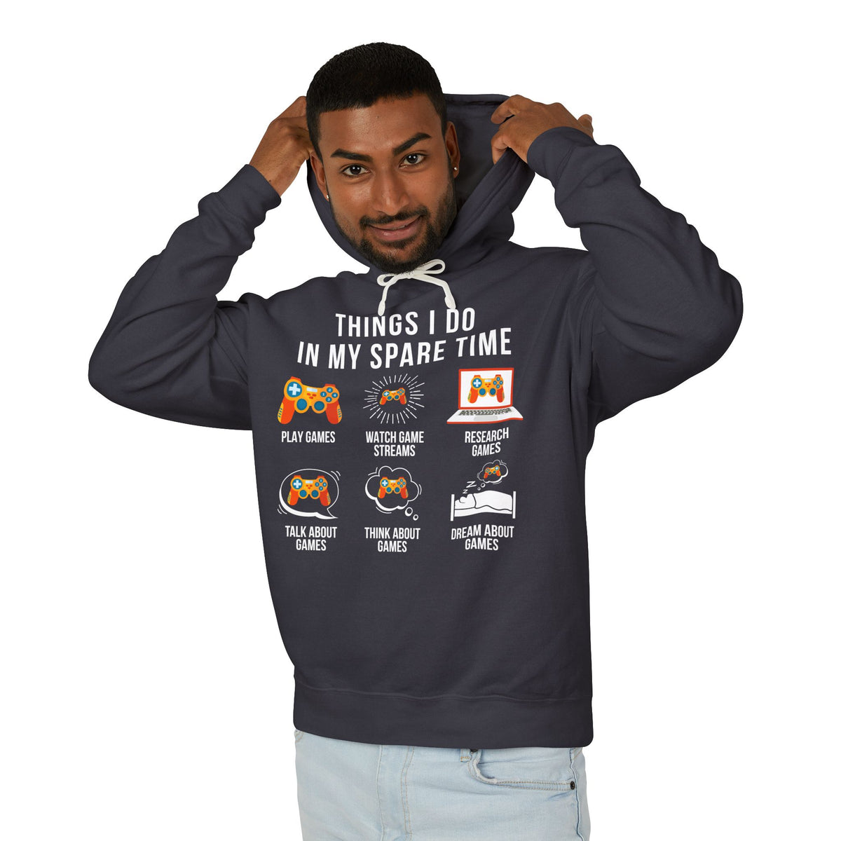"Things I Do In My Spare Time" Lightweight Hooded Sweatshirt