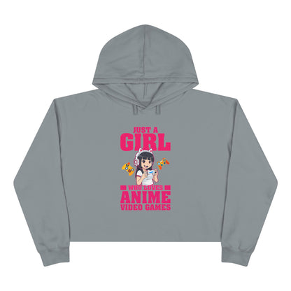"Just A Girl Who Loves Anime & Video Games" Crop Hoodie