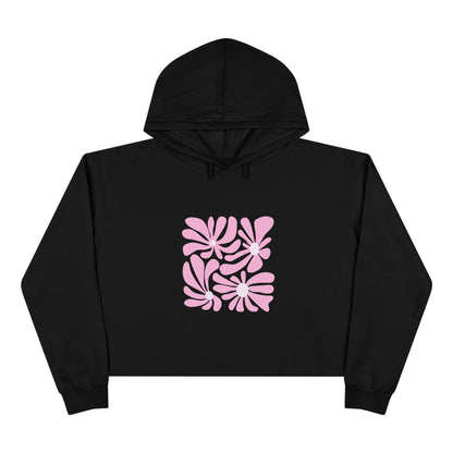 Pink Retro Floral Crop Hoodie