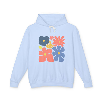 Colorful 70s Bloom Lightweight Women's Hooded Sweatshirt