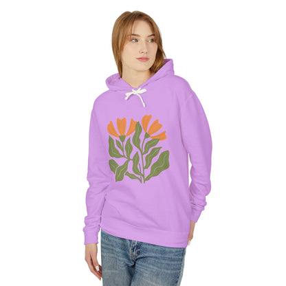 Botanical Tulip Flower Lightweight Women's Hooded Sweatshirt