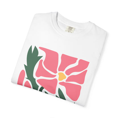Pink Garden Graphic Garment-Dyed Women's T-Shirt