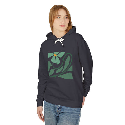 Green Minimalist Floral Design Lightweight Women's Hooded Sweatshirt