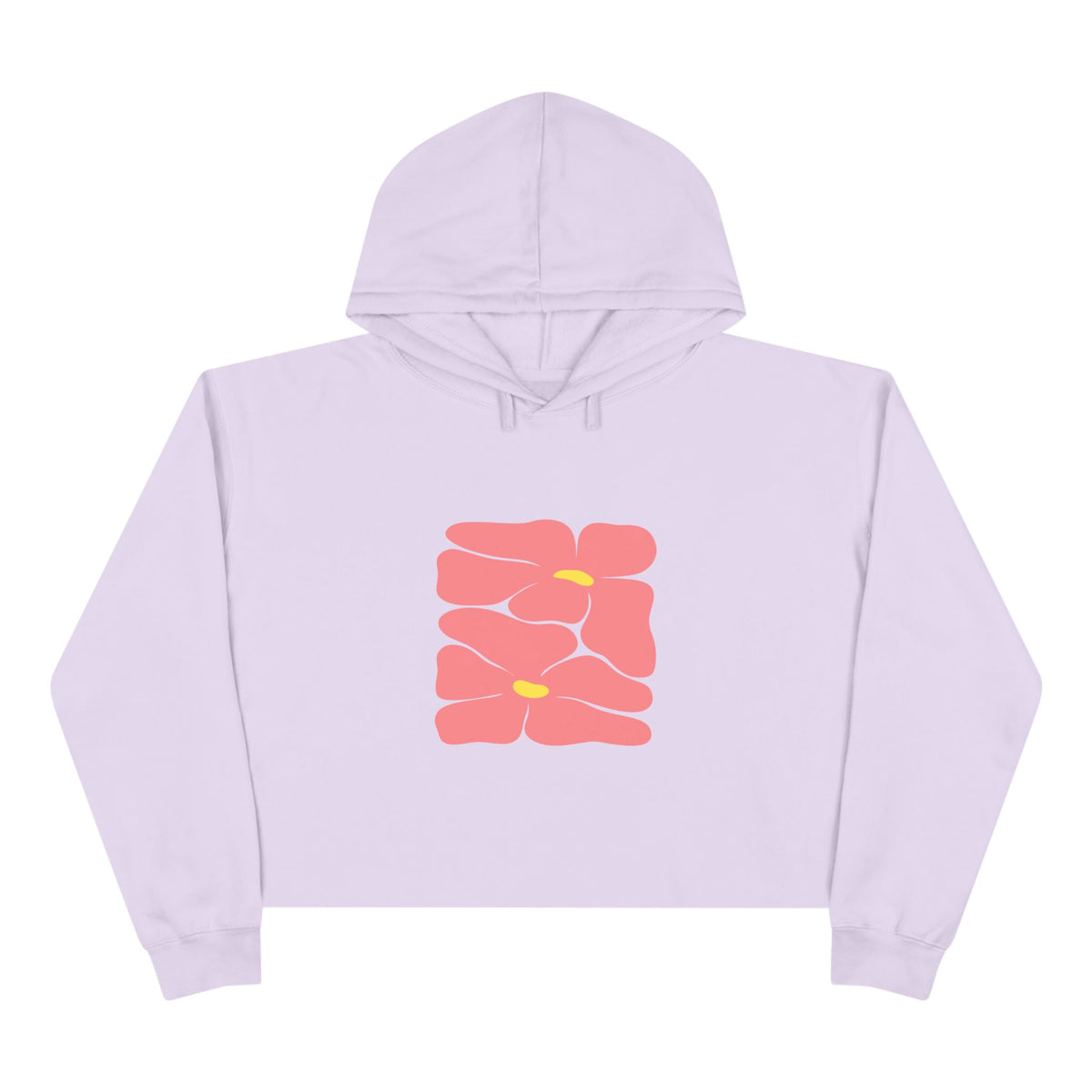 Pink Retro Flowers Graphic Crop Hoodie