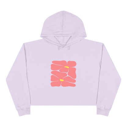 Pink Retro Flowers Graphic Crop Hoodie
