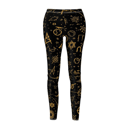 Black & Gold Astrology Symbols Women's Leggings