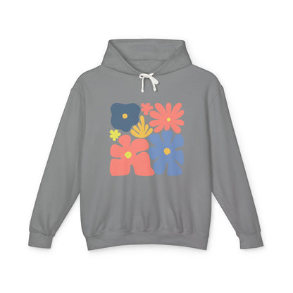 Colorful 70s Bloom Lightweight Women's Hooded Sweatshirt