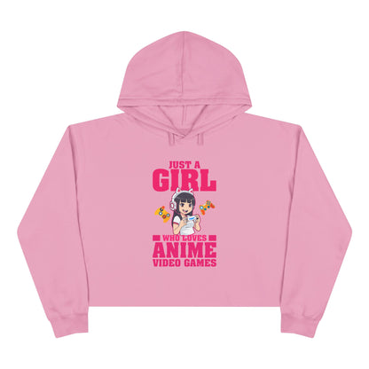 "Just A Girl Who Loves Anime & Video Games" Crop Hoodie