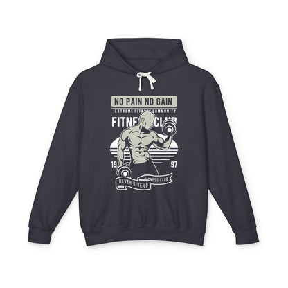 "No Pain No Gain" Weightlifting Gym Lightweight Hooded Sweatshirt