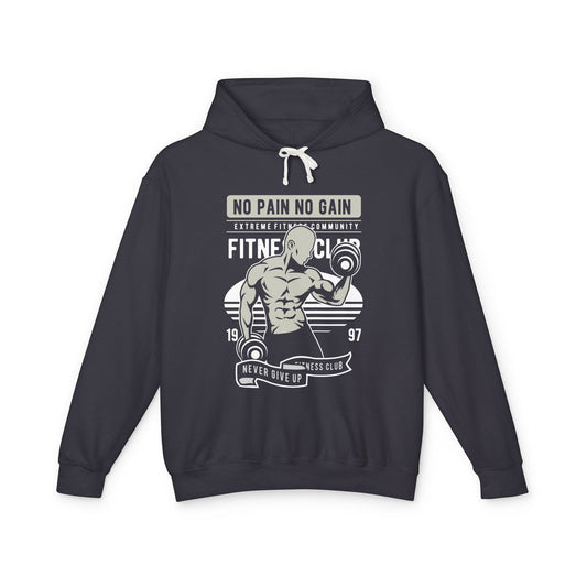 "No Pain No Gain" Weightlifting Gym Lightweight Hooded Sweatshirt