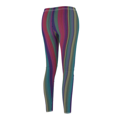 Vertical Striped Rainbow Women's Casual Leggings