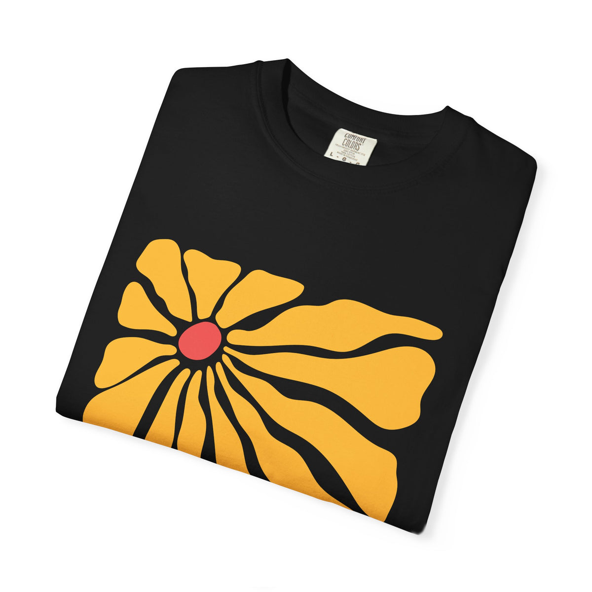 Minimal Yellow Floral Graphic Garment-Dyed Women's T-Shirt