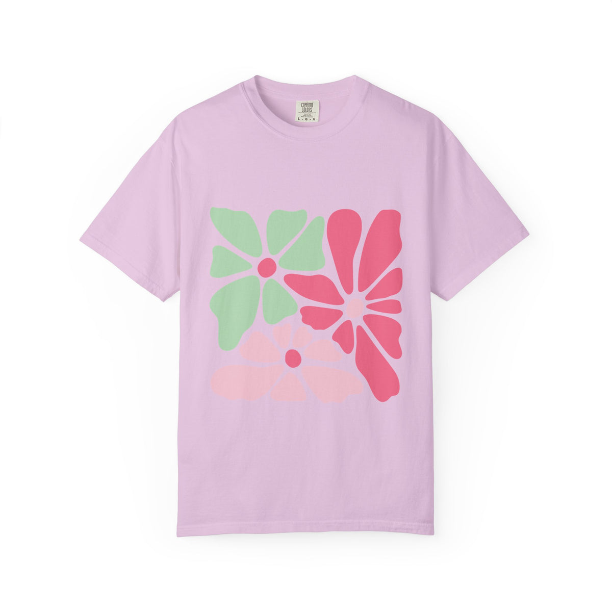 Floral Retro Block Print Garment-Dyed Women's T-Shirt