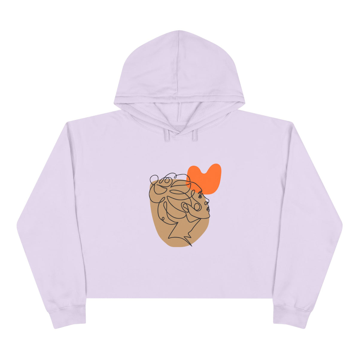 Abstract Heart Line Art Crop Hoodie