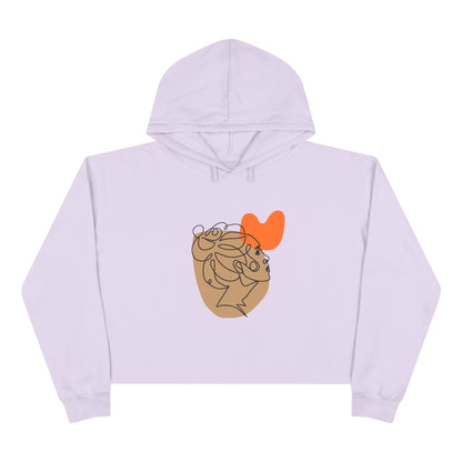 Abstract Heart Line Art Crop Hoodie