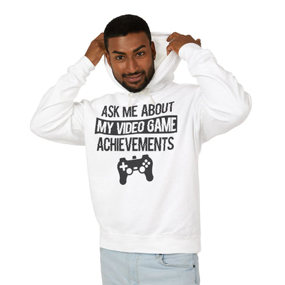 "Ask Me About My Video Game Achievements" Lightweight Hooded Sweatshirt