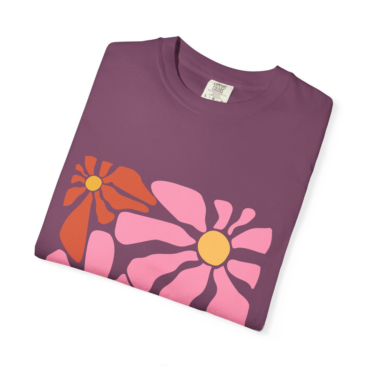 Retro Pink Daisy Graphic Garment-Dyed Women's T-Shirt
