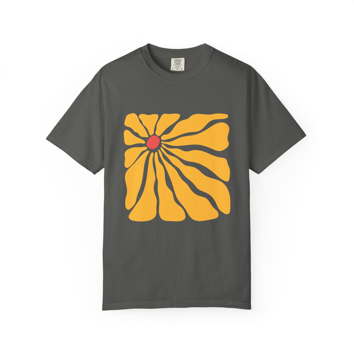 Minimal Yellow Floral Graphic Garment-Dyed Women's T-Shirt