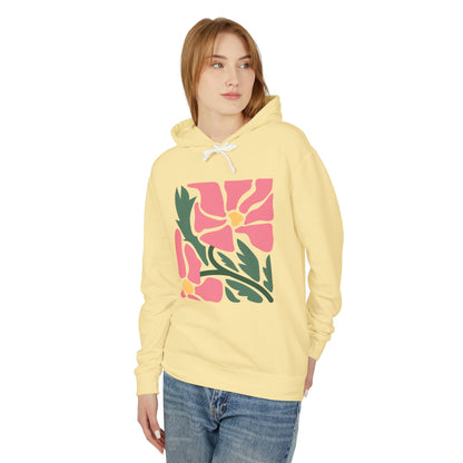 Pink Garden Graphic Lightweight Women's Hooded Sweatshirt