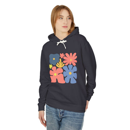 Colorful 70s Bloom Lightweight Women's Hooded Sweatshirt