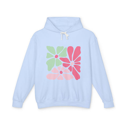 Floral Retro Block Print Lightweight Women's Hooded Sweatshirt