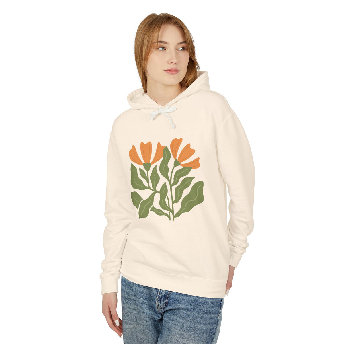 Botanical Tulip Flower Lightweight Women's Hooded Sweatshirt