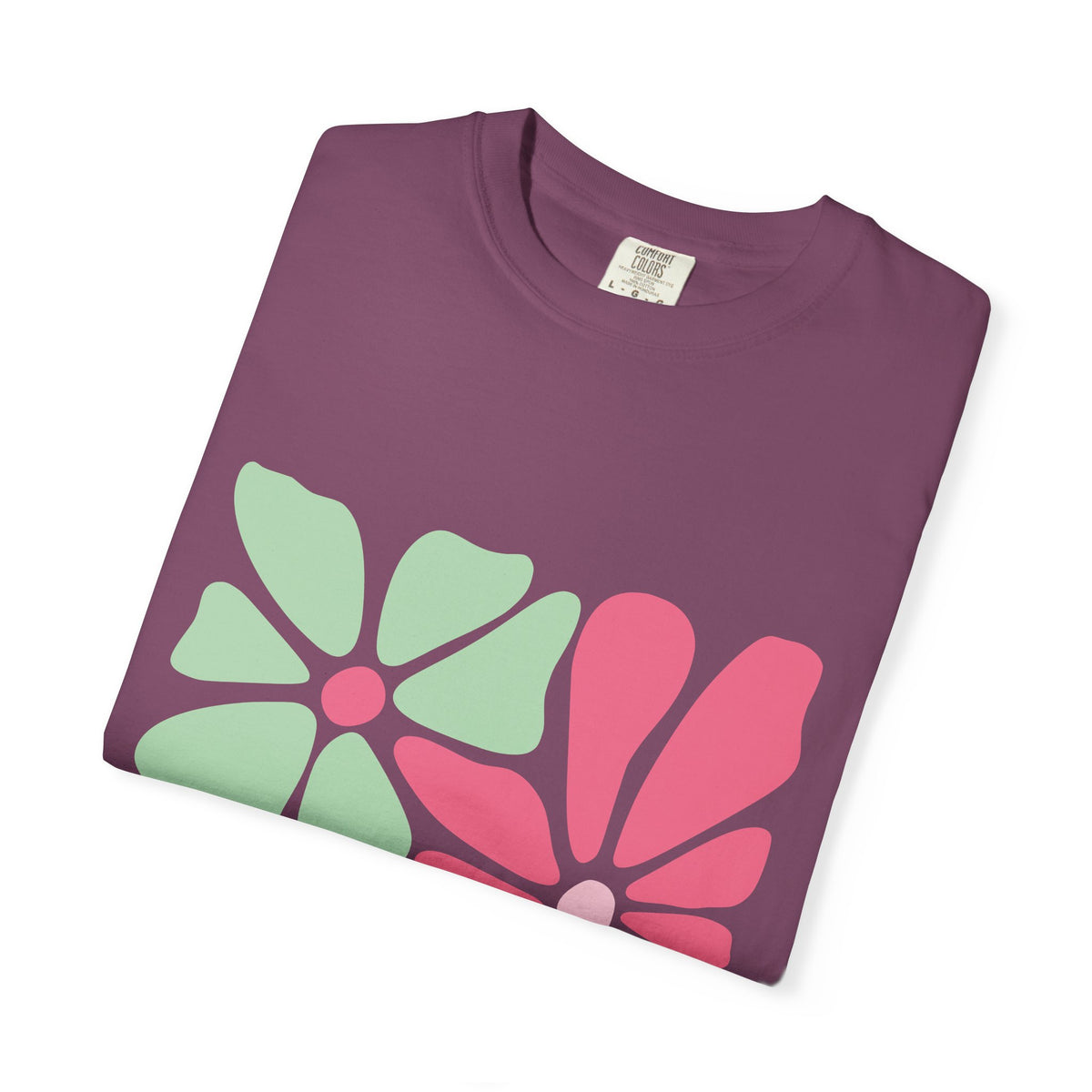 Floral Retro Block Print Garment-Dyed Women's T-Shirt