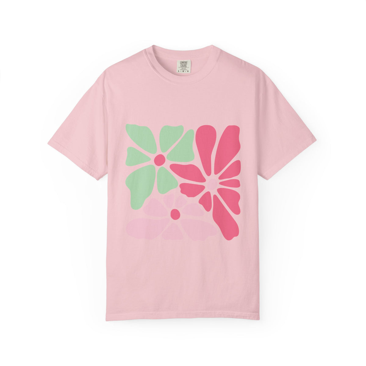 Floral Retro Block Print Garment-Dyed Women's T-Shirt